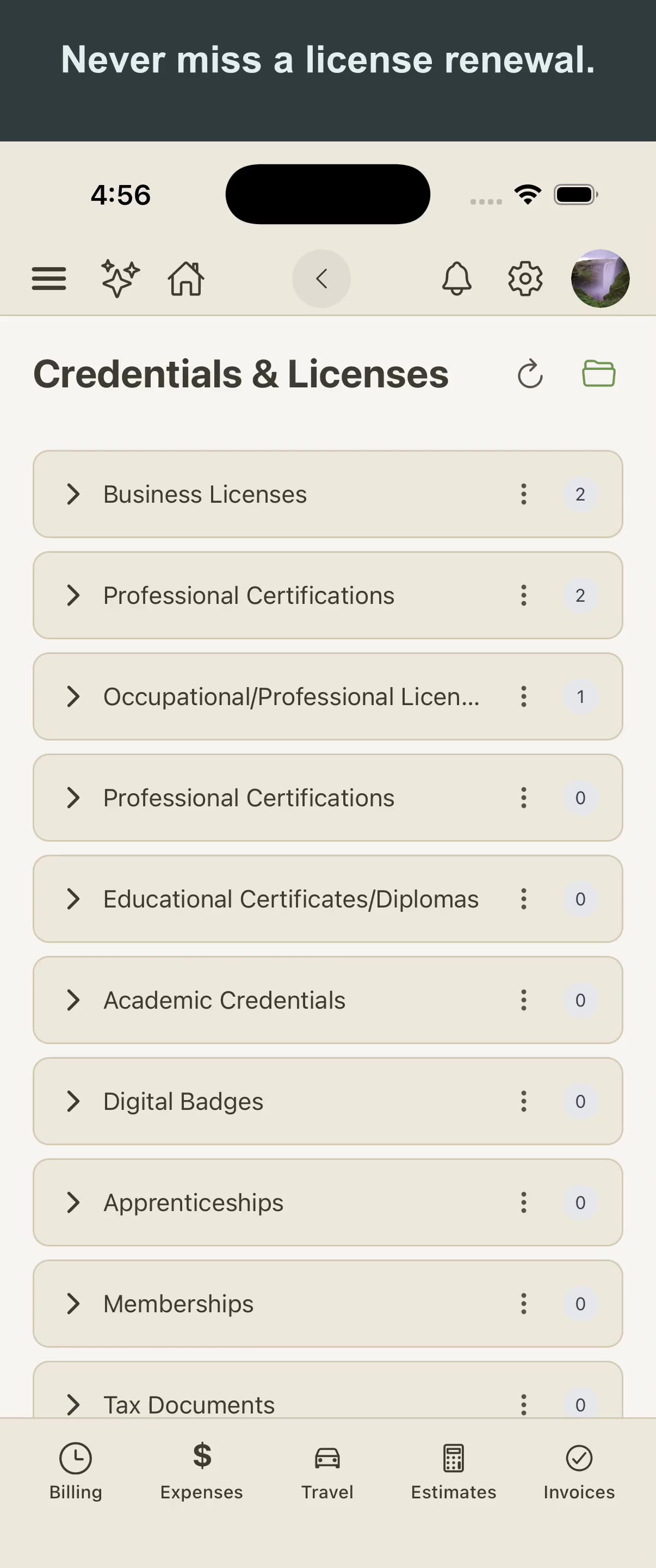 How to see expiring credentials — Invoicerator docs